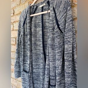 Navy sweater, linen cotton blend.